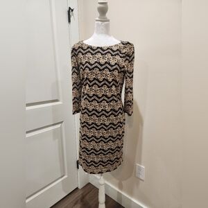 Christopher & Banks Lace Overlay Women's Bodycon Tan Dress Size 14